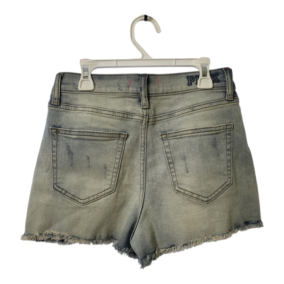💕Pink‎ Victoria’s Secret high waist Distressed Denim shorts Womens Size 4 New - Picture 2 of 5